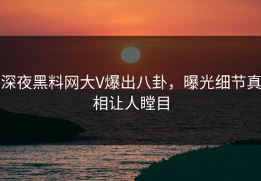 深夜黑料网大V爆出八卦，曝光细节真相让人瞠目