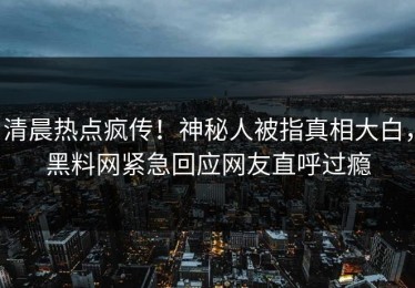 清晨热点疯传！神秘人被指真相大白，黑料网紧急回应网友直呼过瘾