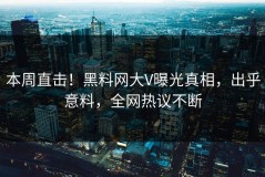 本周直击！黑料网大V曝光真相，出乎意料，全网热议不断