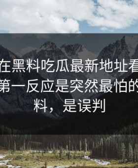 昨晚我在黑料吃瓜最新地址看到明星黑料，第一反应是突然最怕的不是爆料，是误判