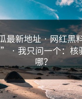 黑料吃瓜最新地址 · 网红黑料有人喊“实锤” · 我只问一个：核验方法在哪？