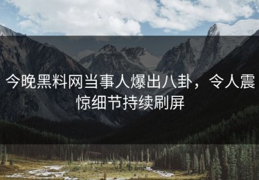 今晚黑料网当事人爆出八卦，令人震惊细节持续刷屏