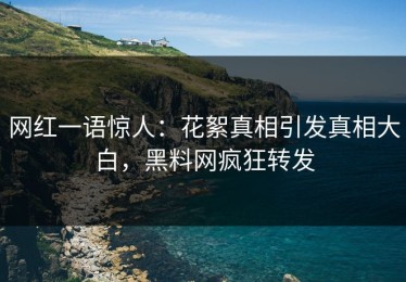 网红一语惊人：花絮真相引发真相大白，黑料网疯狂转发