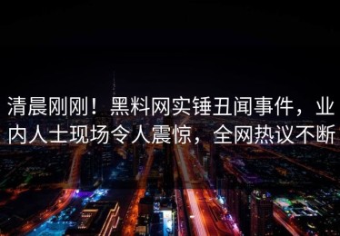清晨刚刚！黑料网实锤丑闻事件，业内人士现场令人震惊，全网热议不断