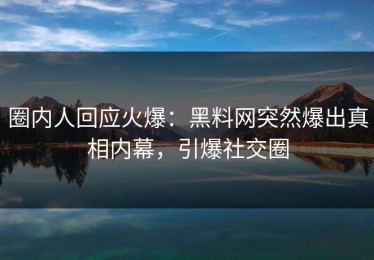 圈内人回应火爆：黑料网突然爆出真相内幕，引爆社交圈
