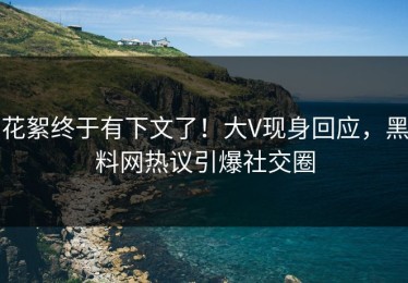 花絮终于有下文了！大V现身回应，黑料网热议引爆社交圈
