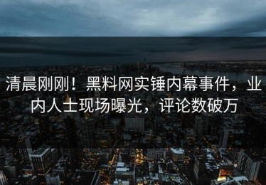 清晨刚刚！黑料网实锤内幕事件，业内人士现场曝光，评论数破万