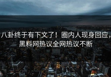 八卦终于有下文了！圈内人现身回应，黑料网热议全网热议不断