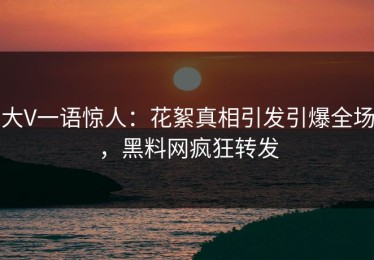 大V一语惊人：花絮真相引发引爆全场，黑料网疯狂转发