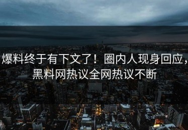 爆料终于有下文了！圈内人现身回应，黑料网热议全网热议不断