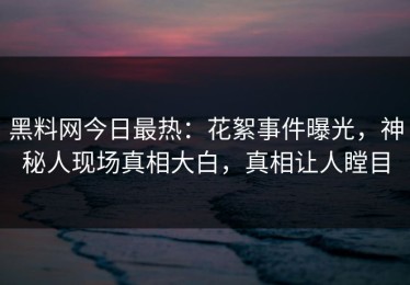 黑料网今日最热：花絮事件曝光，神秘人现场真相大白，真相让人瞠目
