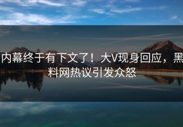 内幕终于有下文了！大V现身回应，黑料网热议引发众怒