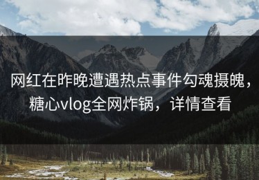 网红在昨晚遭遇热点事件勾魂摄魄，糖心vlog全网炸锅，详情查看