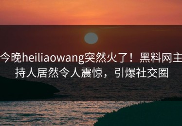 今晚heiliaowang突然火了！黑料网主持人居然令人震惊，引爆社交圈