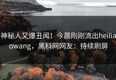 神秘人又爆丑闻！今晨刚刚流出heiliaowang，黑料网网友：持续刷屏