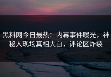 黑料网今日最热：内幕事件曝光，神秘人现场真相大白，评论区炸裂
