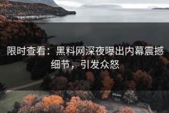 限时查看：黑料网深夜曝出内幕震撼细节，引发众怒