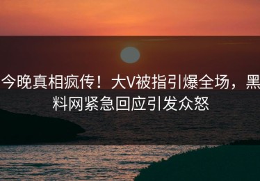 今晚真相疯传！大V被指引爆全场，黑料网紧急回应引发众怒