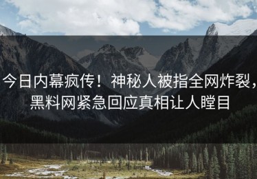 今日内幕疯传！神秘人被指全网炸裂，黑料网紧急回应真相让人瞠目