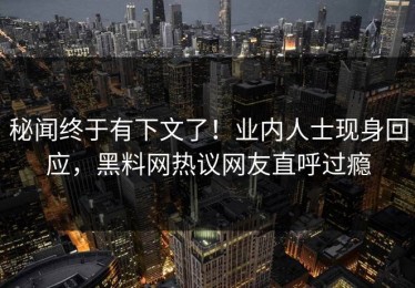 秘闻终于有下文了！业内人士现身回应，黑料网热议网友直呼过瘾