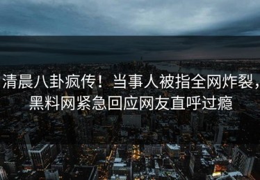 清晨八卦疯传！当事人被指全网炸裂，黑料网紧急回应网友直呼过瘾