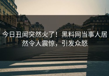 今日丑闻突然火了！黑料网当事人居然令人震惊，引发众怒