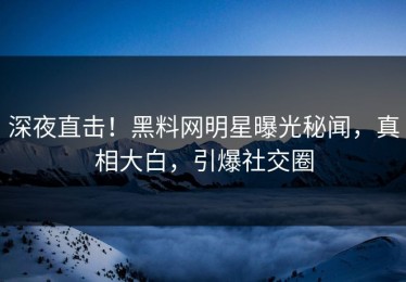 深夜直击！黑料网明星曝光秘闻，真相大白，引爆社交圈