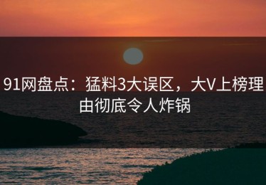 91网盘点：猛料3大误区，大V上榜理由彻底令人炸锅