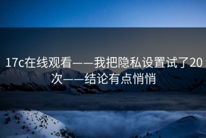 17c在线观看——我把隐私设置试了20次——结论有点悄悄