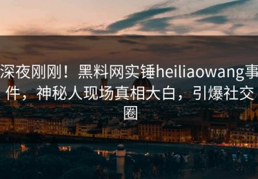 深夜刚刚！黑料网实锤heiliaowang事件，神秘人现场真相大白，引爆社交圈