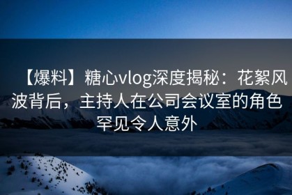 【爆料】糖心vlog深度揭秘：花絮风波背后，主持人在公司会议室的角色罕见令人意外