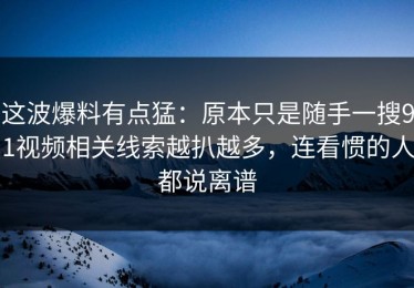 这波爆料有点猛：原本只是随手一搜91视频相关线索越扒越多，连看惯的人都说离谱