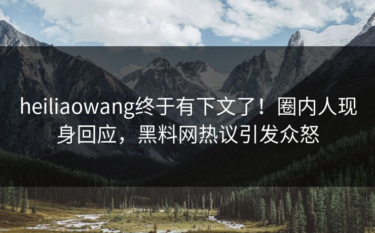 heiliaowang终于有下文了！圈内人现身回应，黑料网热议引发众怒