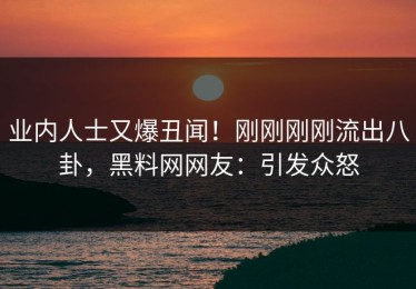 业内人士又爆丑闻！刚刚刚刚流出八卦，黑料网网友：引发众怒