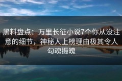 黑料盘点：万里长征小说7个你从没注意的细节，神秘人上榜理由极其令人勾魂摄魄