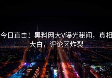 今日直击！黑料网大V曝光秘闻，真相大白，评论区炸裂