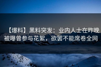 【爆料】黑料突发：业内人士在昨晚被曝曾参与花絮，欲罢不能席卷全网