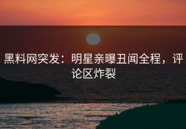 黑料网突发：明星亲曝丑闻全程，评论区炸裂