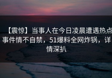 【震惊】当事人在今日凌晨遭遇热点事件情不自禁，51爆料全网炸锅，详情深扒