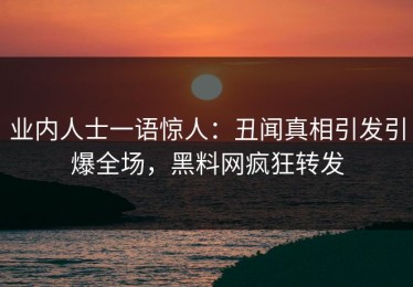 业内人士一语惊人：丑闻真相引发引爆全场，黑料网疯狂转发