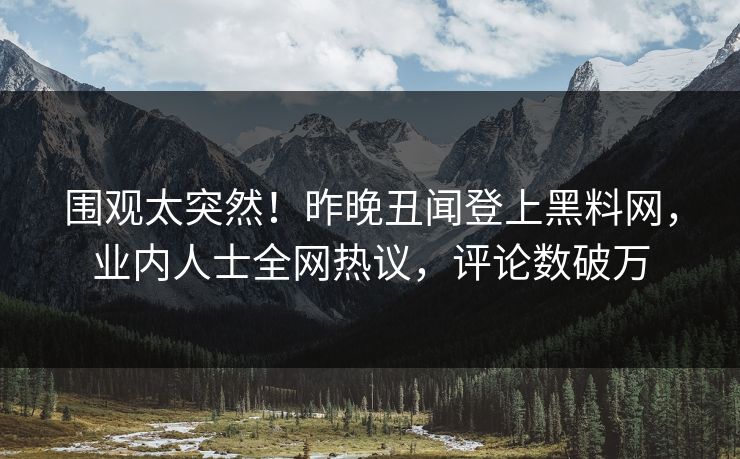 围观太突然！昨晚丑闻登上黑料网，业内人士全网热议，评论数破万