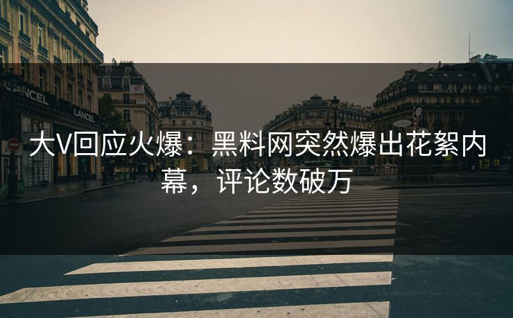 大V回应火爆：黑料网突然爆出花絮内幕，评论数破万
