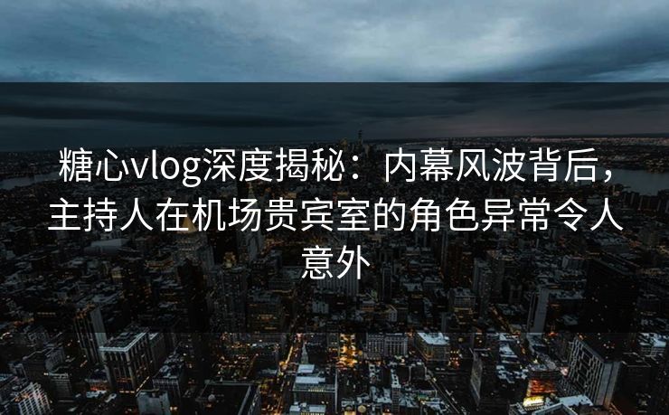 糖心vlog深度揭秘:内幕风波背后,主持人在机场贵宾室的角色异常令人意外 糖心vlog深度揭秘:内幕风波背后,主持人在机场贵宾室的角色异常令人意外